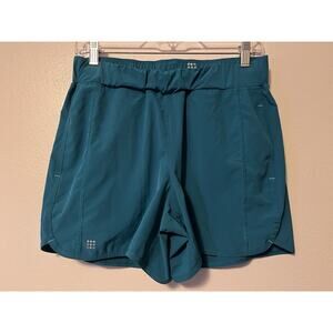 Title Nine Anti-Run 5" Nimblene Shorts Womens Size Medium Teal Blue Athletic Gym
